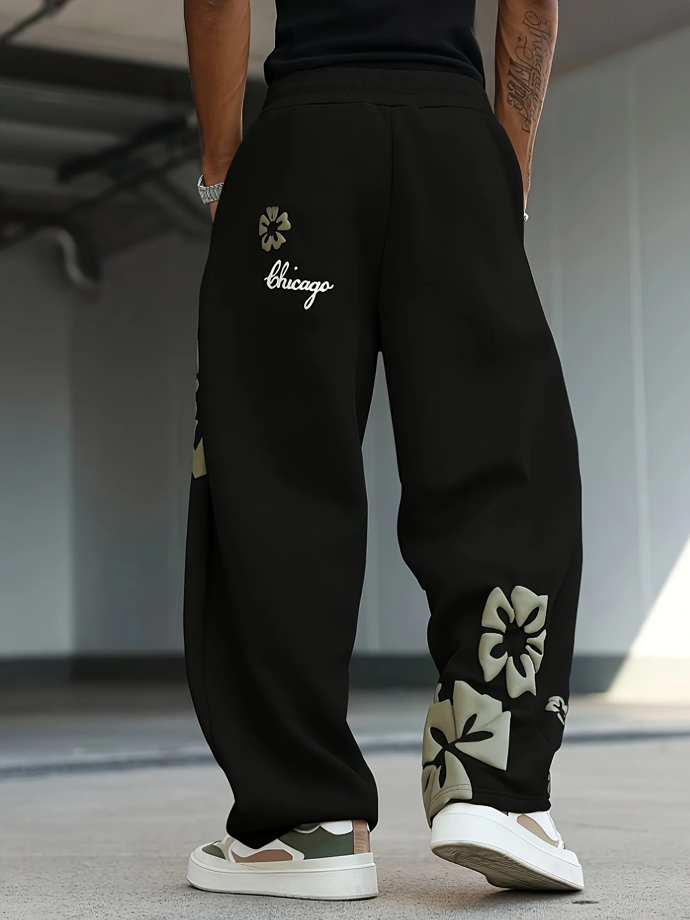 2026 New Model Men Gothic Vertical Graphic Wide Leg Sweatpants Drawstring Loose Straight Baggy Y2K Dark Punk Streetwear Pants.