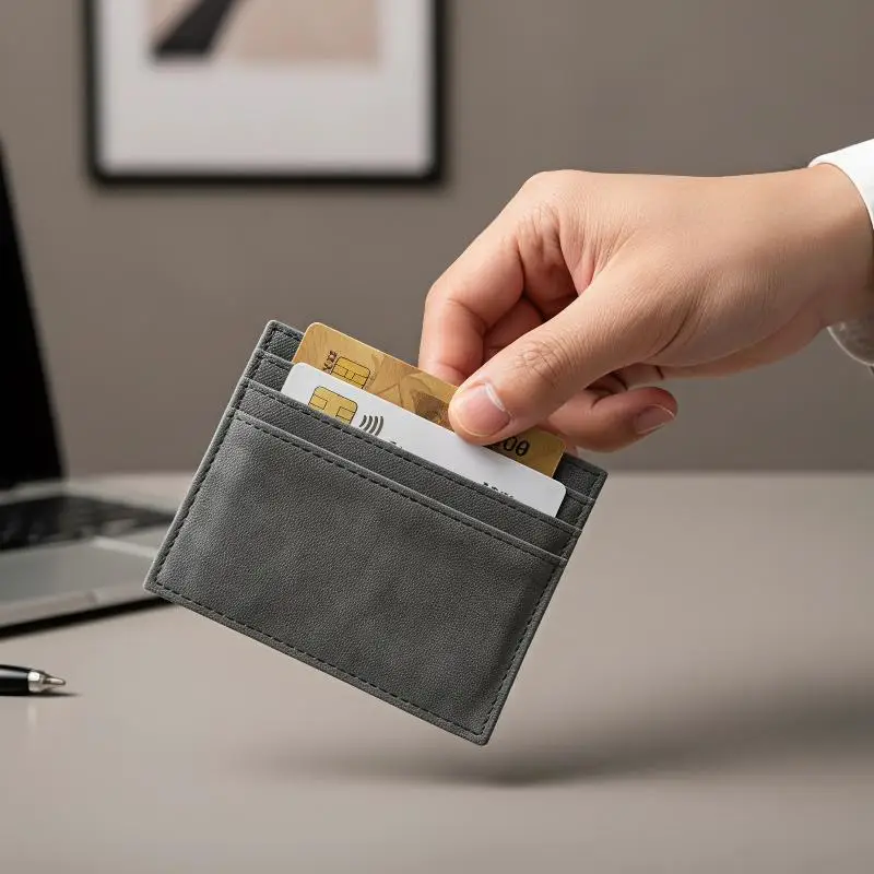 Suede Slim Card Holder With Multiple Card Slots Credit Bank Card Small Man Purses Perfect For Daily Commute Business Travel