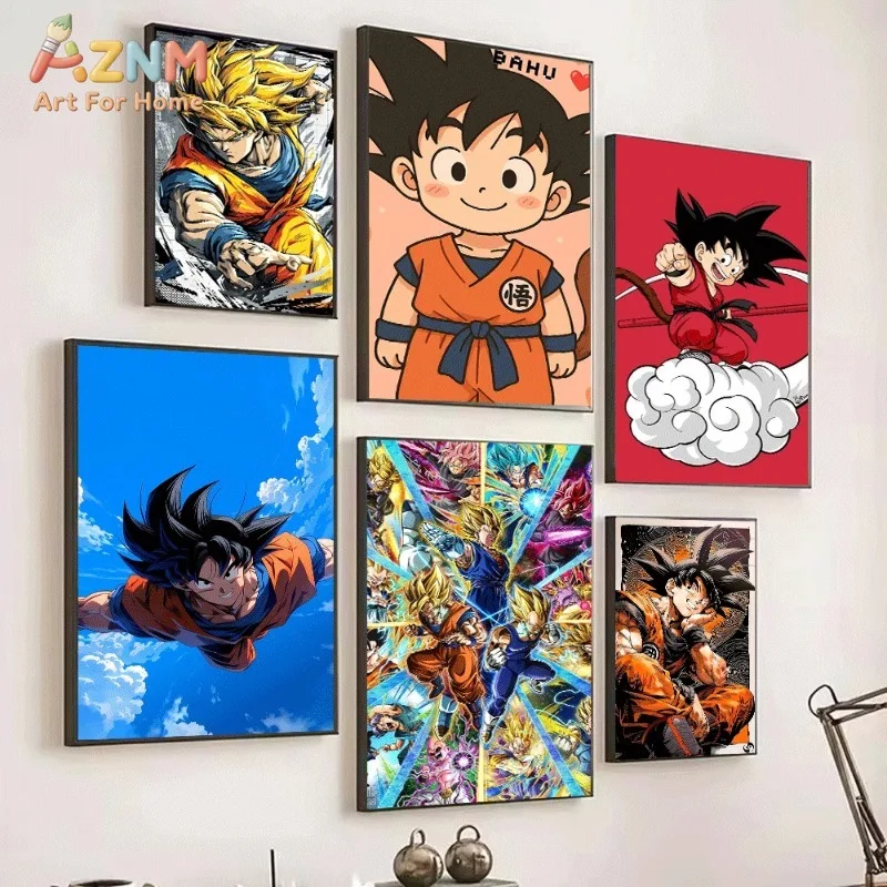 Dragon Ball Super Saiyan Goku Kid Goku Shenron Anime Canvas Wall Art No Frame Single Canvas Painting Poster Home Living Room Bed