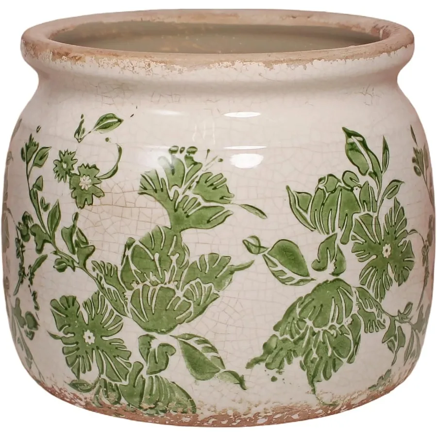 

Classic Green Ceramic Plant Pots for Indoor and Outdoor Use 6.29'' Flower Pots with Drainage Holes Ideal for Indoor Plants Vase
