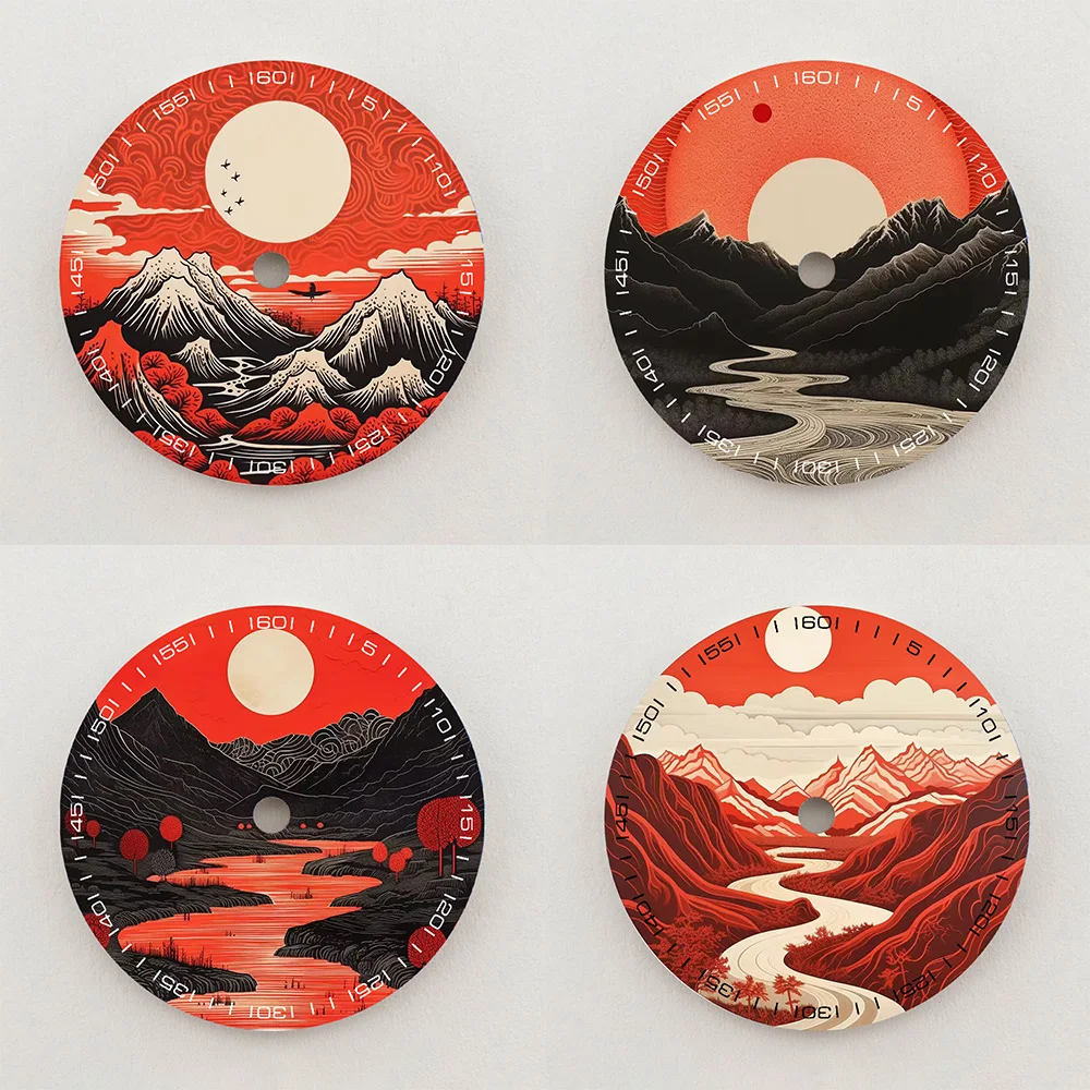 28.5mm Dial NH35 Dial High Quality Red Sunset Series Dial Arabic Numeral Dial NH36 Dial Watch Accessories Fits NH35/36 Movement