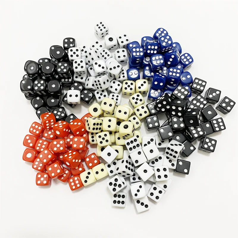 

50 Piece 10mm Acrylic Square Point Dice Puzzle Gaming 6 Sided Dice DIY Game Accessory Decider Birthday Parties Black/White Cube