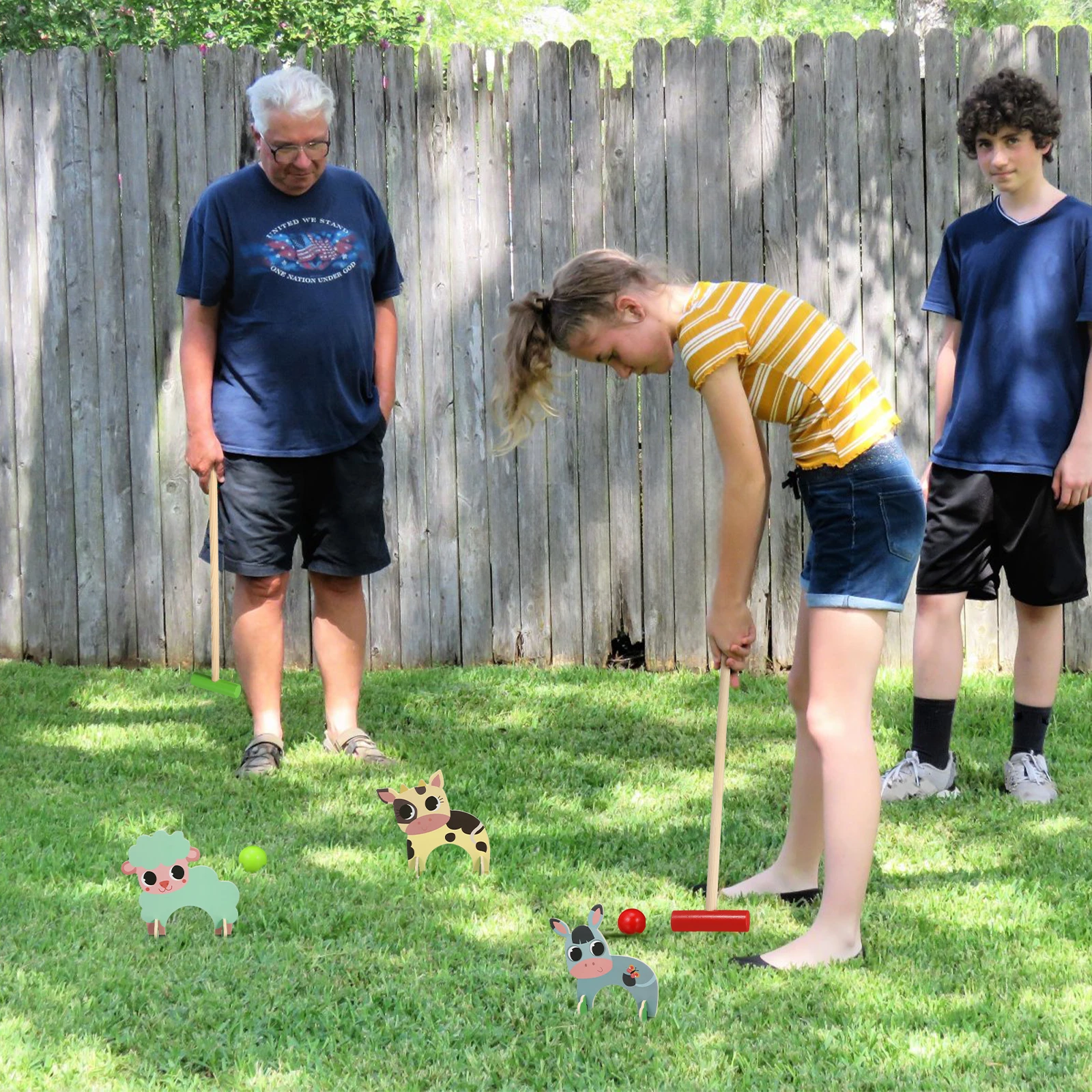 

Fun Animal Croquet Game for Kit Kick Beginners Mallet Animal-shaped