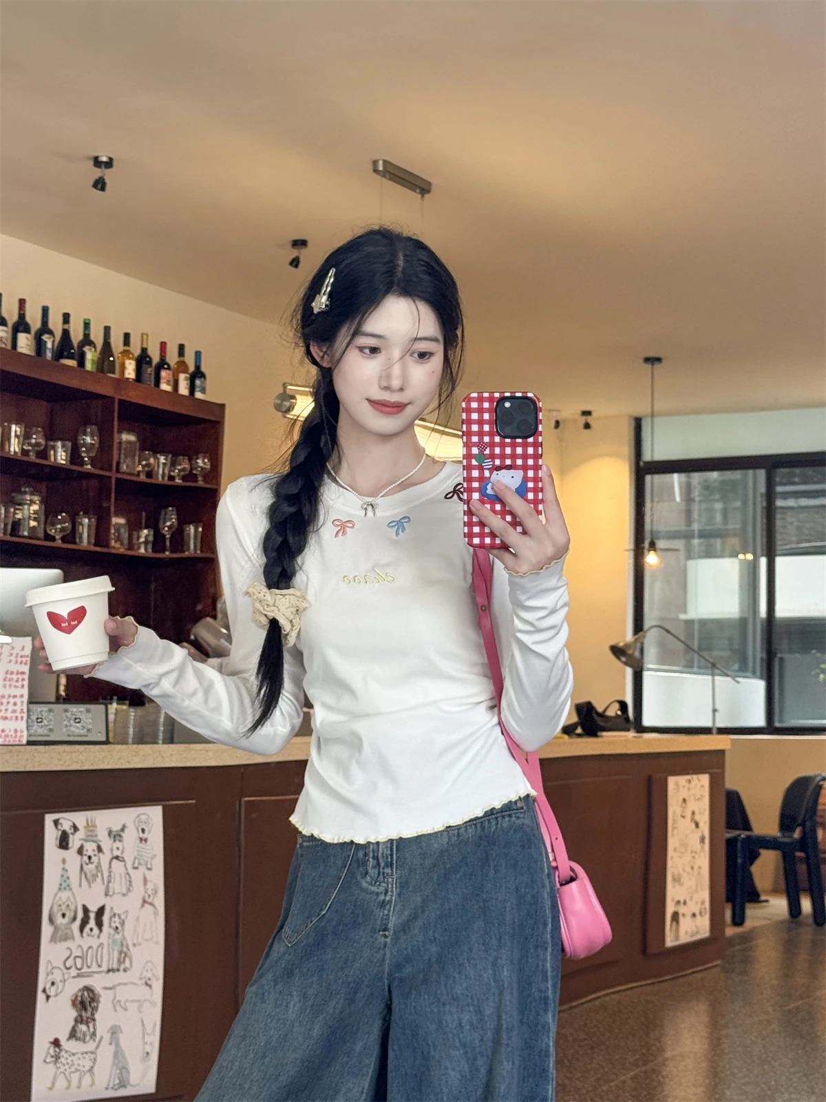 

Long Sleeved T Shirt Of Woman Womens Winter Thumbhole Cuff Rib Knit Gentle Cozy Toasty Formal Layered Practical Soft Streetwear