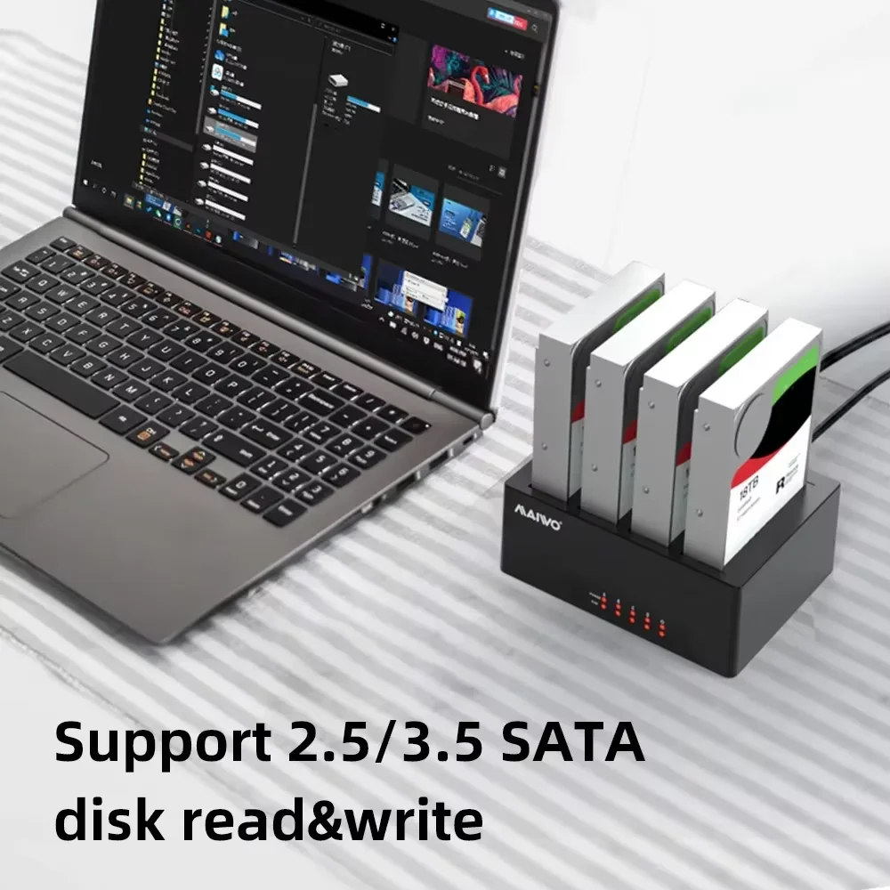 MAIWO 4-Bay HDD-Dockingstation SATA zu USB3.0 2,5' 3,5'' SSD/HDD Festplattengehäuse für 2,5 3,5 Zoll HDD-Gehäusebox – Detail 3