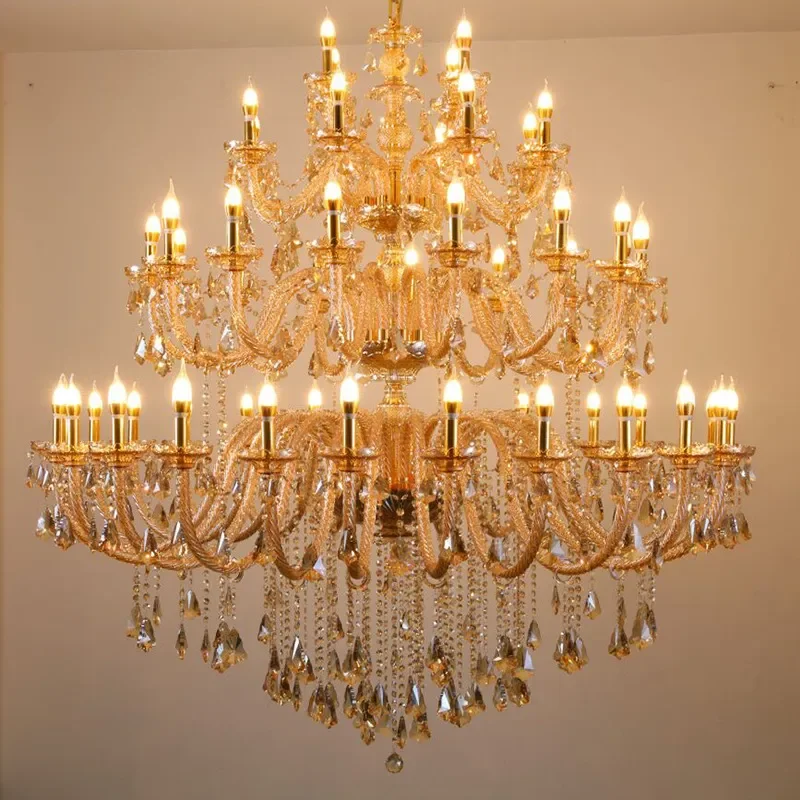 European Style Villa Hall Living Room Chandelier Duplex Building Crystal Lamp Hotel Lobby Staircase Middle Floor Light