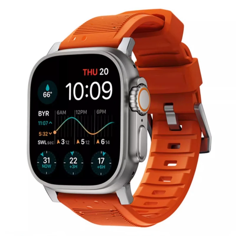 

Ремешок силиконовый для Apple Watch Ultra 2 49 мм 9 8 7 45 мм, спортивный резиновый полосатый браслет для iWatch Series 6 5 4 44 мм 42 мм