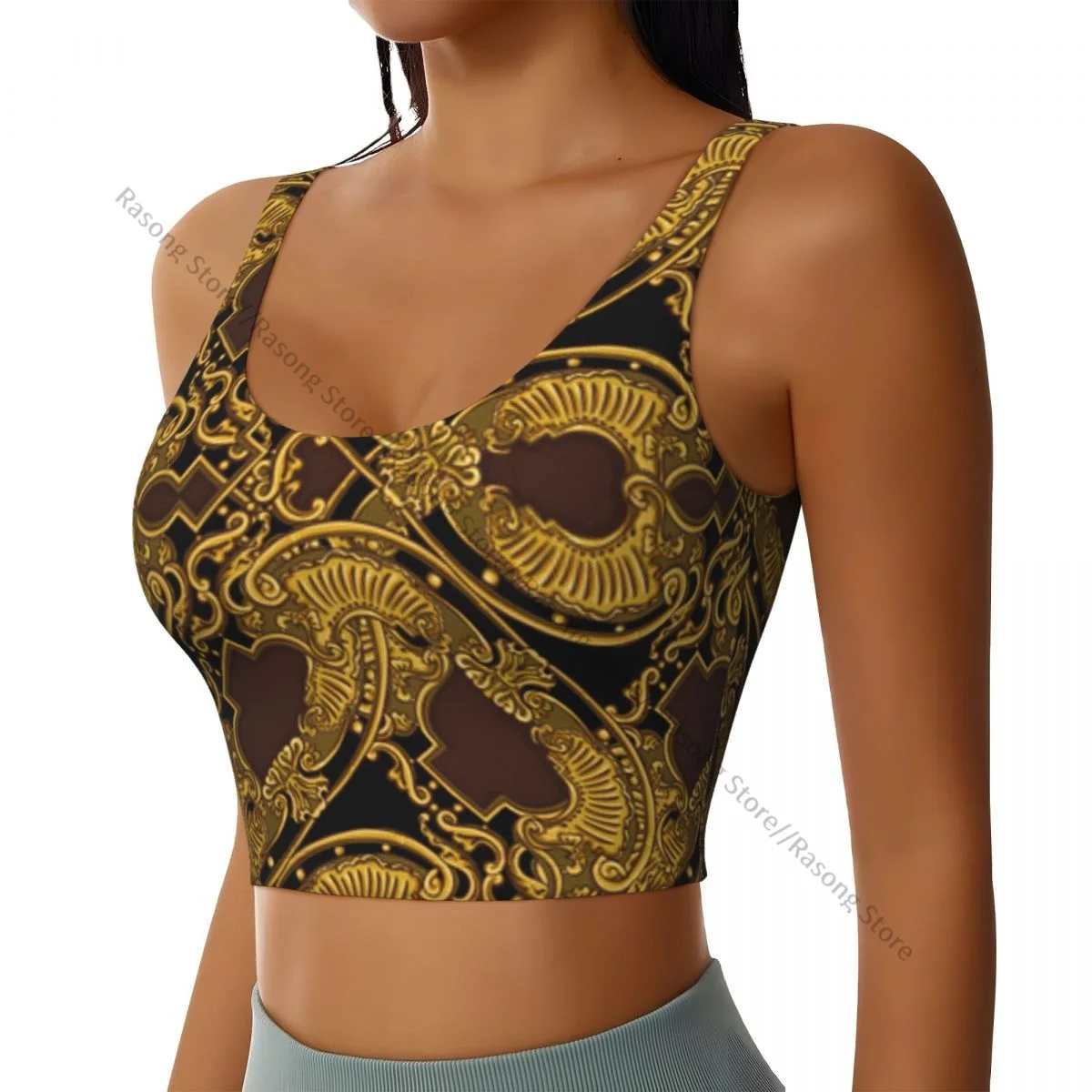 Women Sexy Sports Vest Baroque Vignettes In The Renaissance Style Female Streetwear Sport Lingerie Tee Crop Top