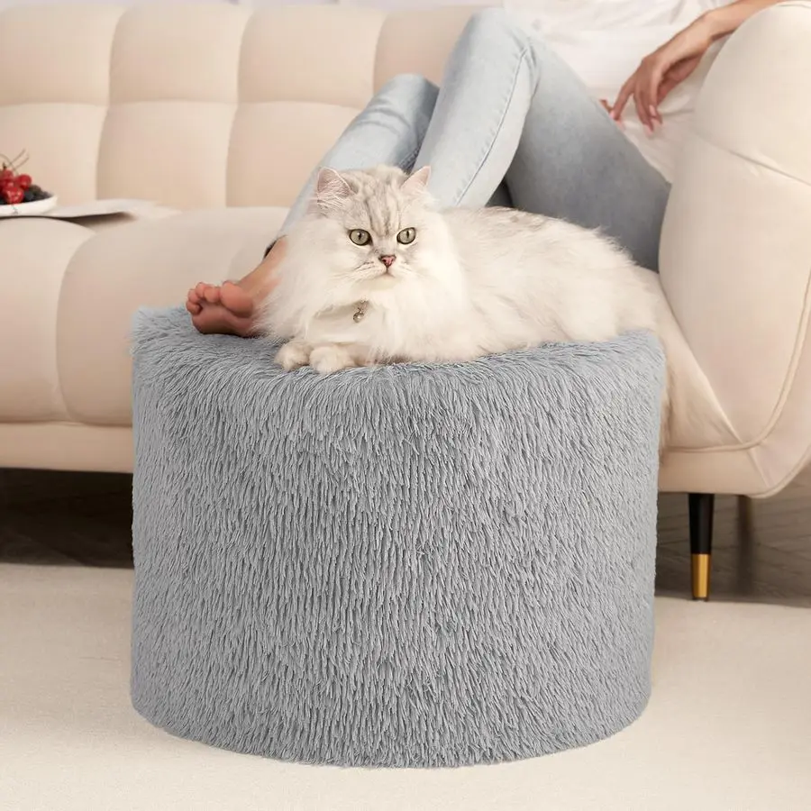 

Пуф Османский пенопласт с наполнителем 20 x 15, круглый пуфик для стула из искусственного меха с моющимся чехлом, табуретки для ног под столом для Li