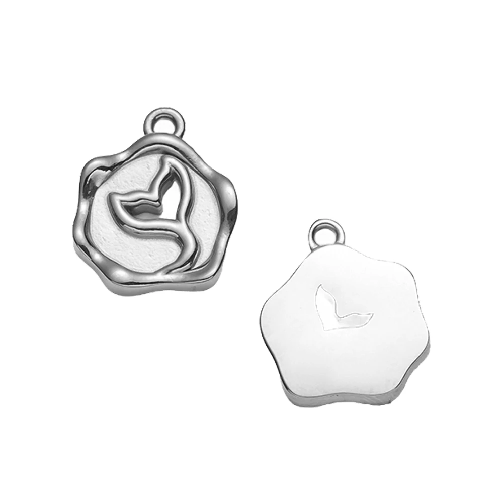 5pcs Gold Stainless Steel Rose Heart Mermaid Tail Charms Pendants for Jewelry Making Charms Bracelets Necklace Earring DIY Craft image 2