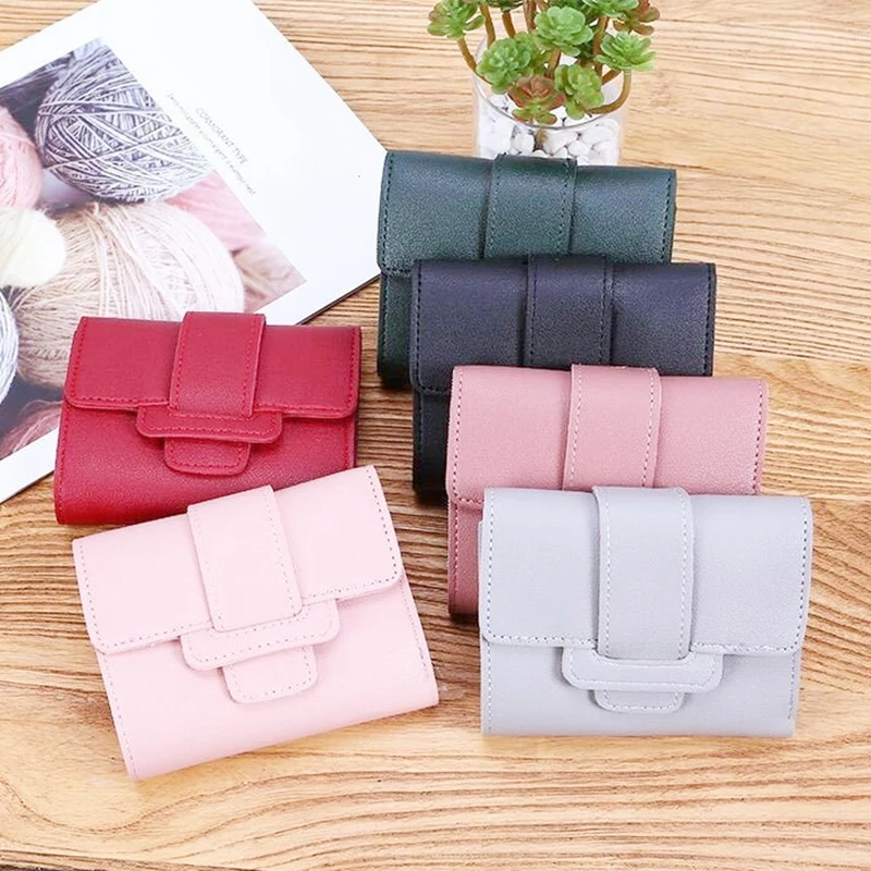 

Vintage Cropped Wallet Solid Color Cropped Women's Wallet Coin Purse Handheld Bag Student Short Wallet Money Clip Card Holder