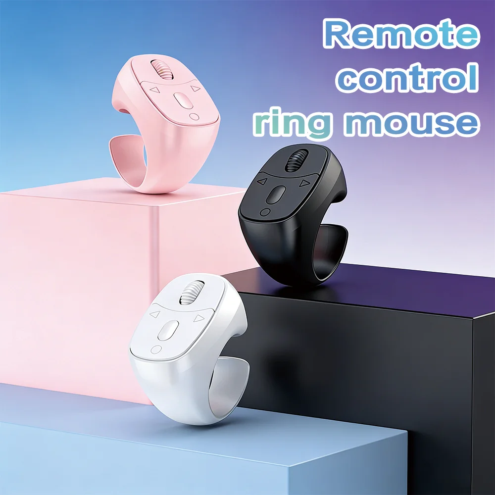Bluetooth 5.3 Finger Ring Mouse Wireless Remote Control Touch Mouse Camera Shutter Selfie Button for Phone Tablet PC