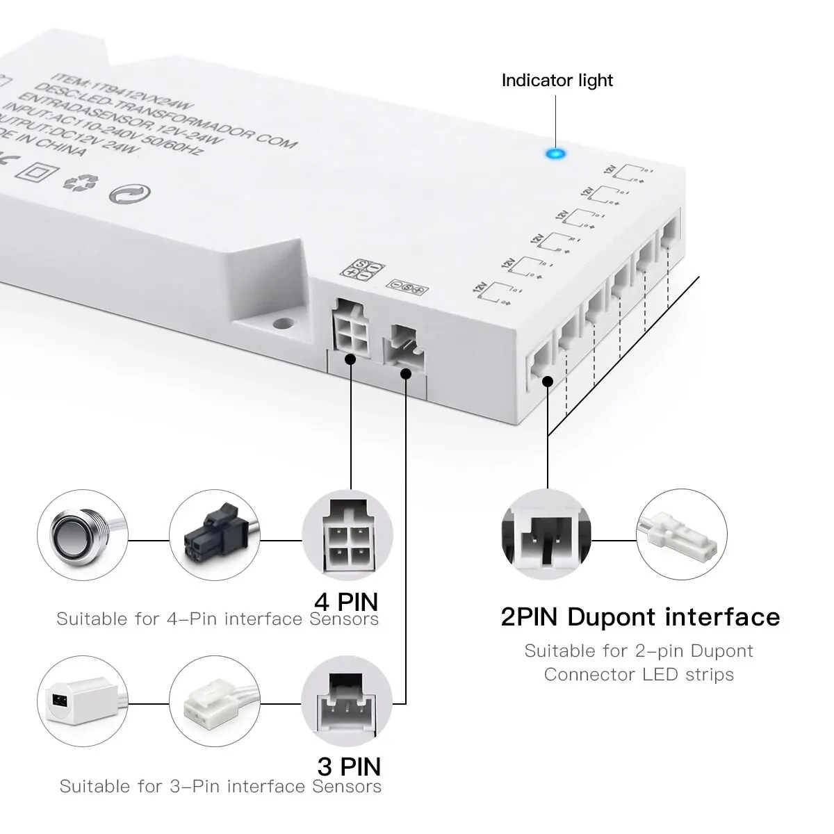 Transformator oświetlenia LED DC12V 2A 3A 5A 8A Zasilacz Dupont Port LED Strip Driver DIY Home Cabinet Shelf Light