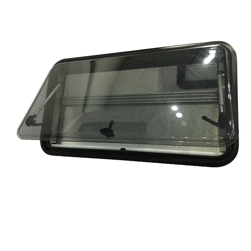 Fenêtre de camping-car de qualité supérieure 1113x430mm, cadre en aluminium, fenêtre de caravane en acrylique à ouverture coulissante avec store enrouleur pour pièces de carrosserie de camping-car.
