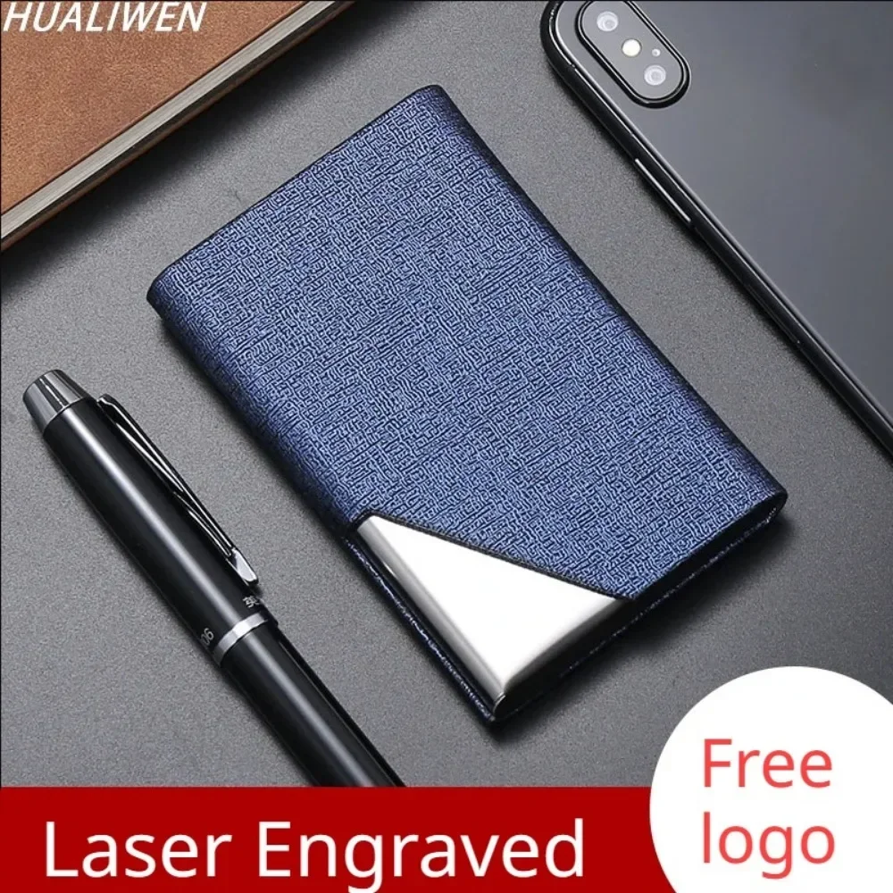 

Laser Engraved LOGO Luxury Wallet PU Leather Business ID Credit Card Holder For Women Men Fashion Brand Metal Aluminum Card Case