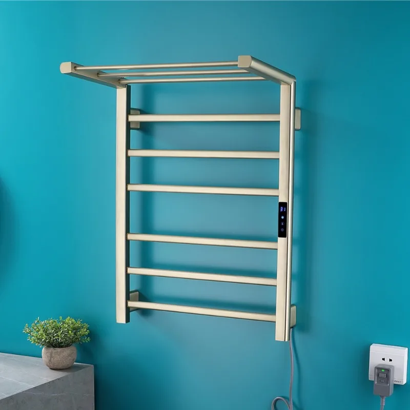 

Electric Heated Towel Rail Foldable 90 Degree Thermostat Touch Screen 304 Stainless Steel Multifunctional Simple Wall Mounted