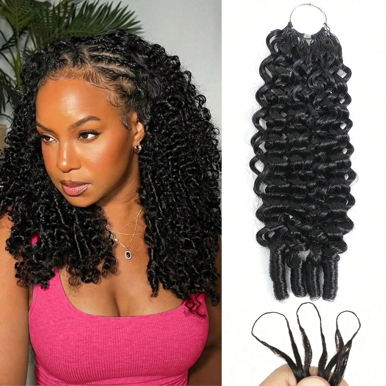 Human Crochet Hair for Black Women Burmese Curly Human Hair Crochet Bundles 16 Inch 50G Pre-Separated Feather Crochet Human Hair