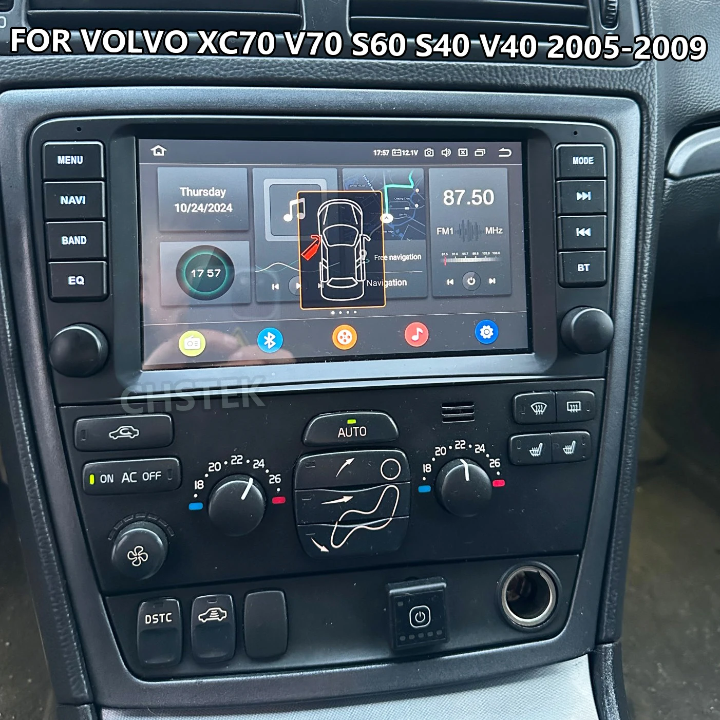 CHSTEK Autoradio Für Volvo S60 S40 XC70 V70 V40 2005-2009 Navigation Bluetooth Drahtlose Carplay Android WIFI 4G Stereo Bildschirm