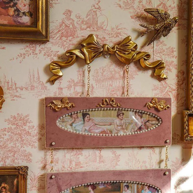 European Luxury Style Velvet Bow Photo Frame Double-Layer Wall Hanging Tassel Room Decoration Romantic Living Room Home Ornament