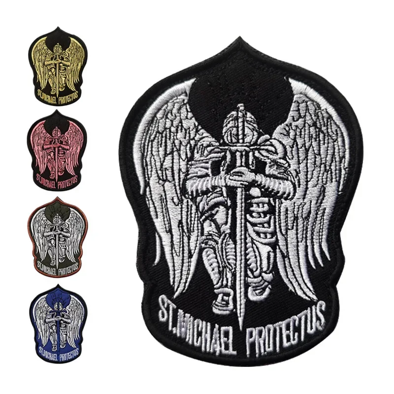 ST.Michael Protectus Archangel Knight Embroidered Hook and Loop Patches for Clothing Armband Tactical Morale Badge on Backpack