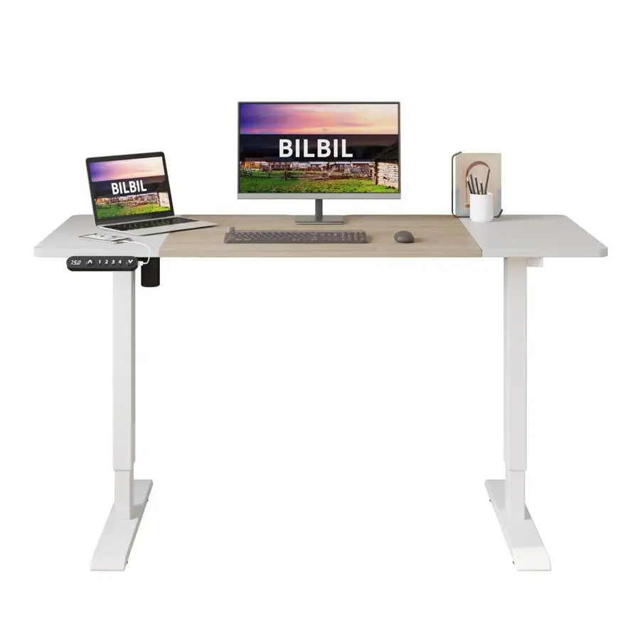 Height Adjustable Electric Standing Desk, 55 x 24 Inches Sit Stand up for Work Office Home, Ergonomic Rising Computer Table with