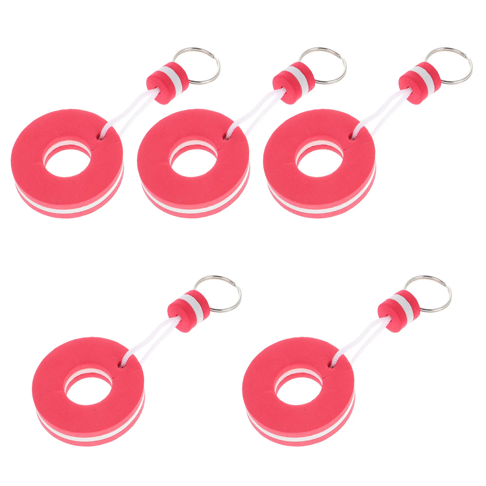 

5Pcs Eva Floating Keychain Swimming Ring Color Tags Floatable Keyrings for Boating Fishing Sailing Outdoor Sports Pool