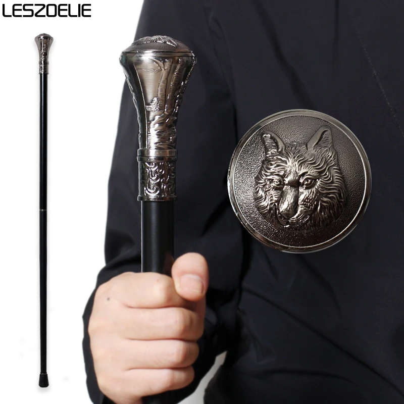 Luksusowa laska z głową wilka dla mężczyzn, modna laska dekoracyjna 2026, eleganckie laski męskie, laska z uchwytem w stylu vintage.