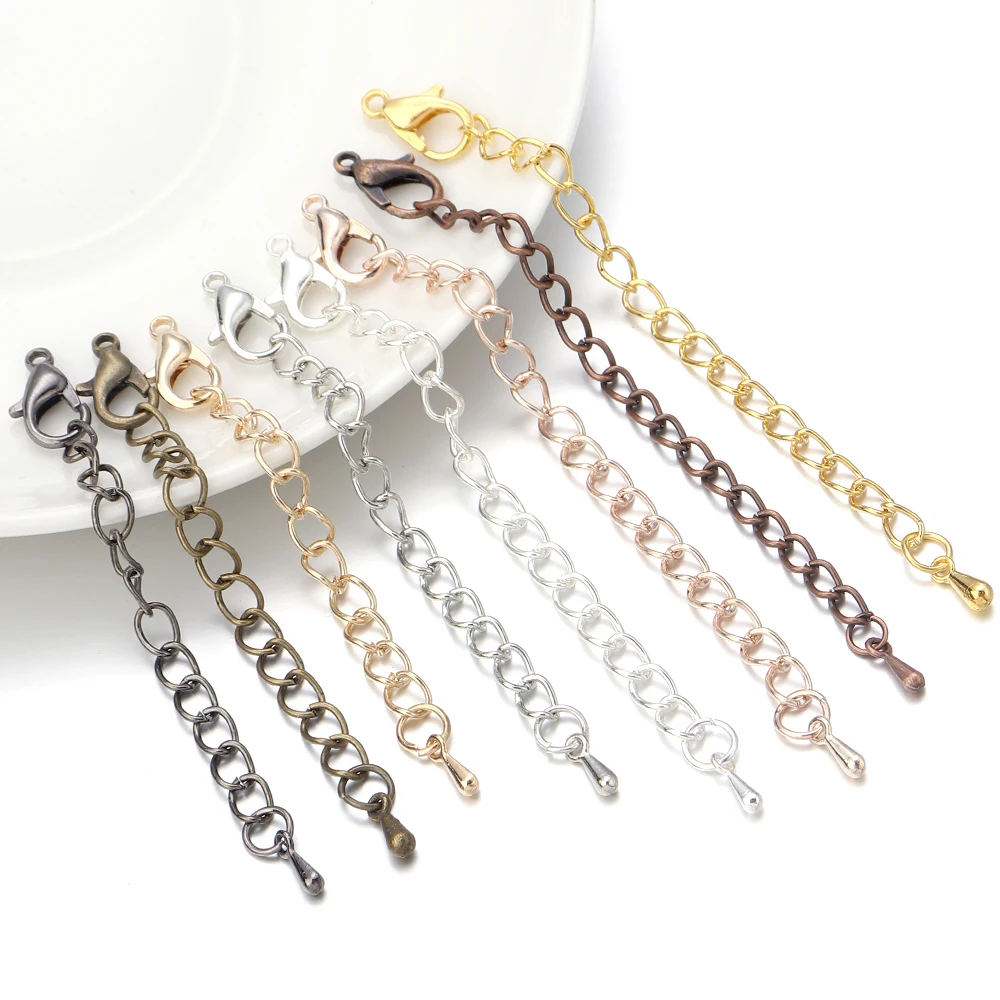 20 zestawów 50 70 mm Tone Extended Extension Tail Chain Lobster Clasps Connector For DIY Jewelry Making Findings Bransoletka Necklac