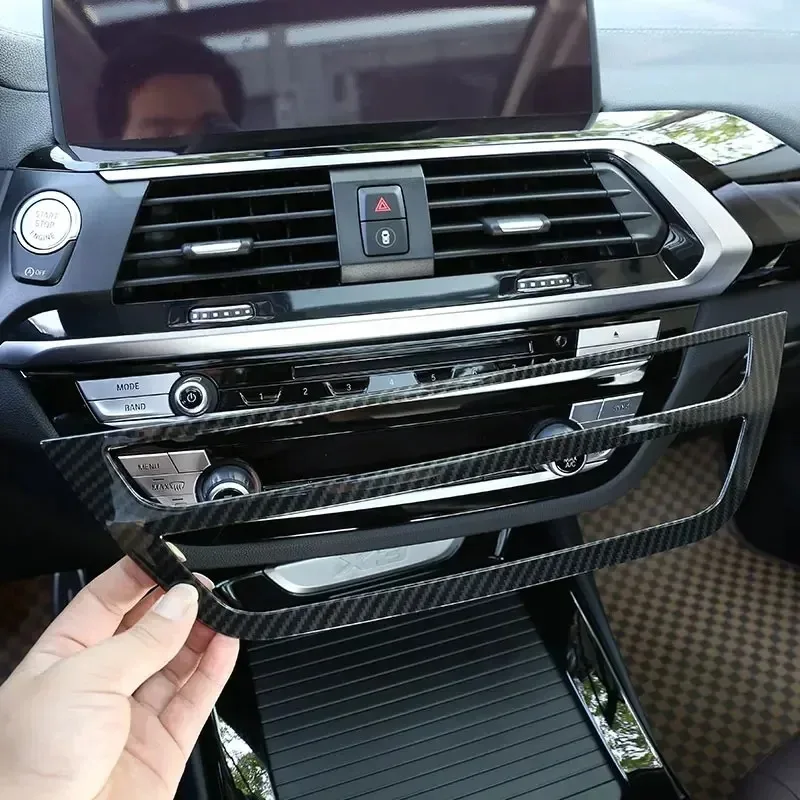 For BMW X3 X4 G01 G02 2018-2023 ABS Carbon Fiber Car Central Control Air Conditioning Frame Cover Trim Interior Car Accessories