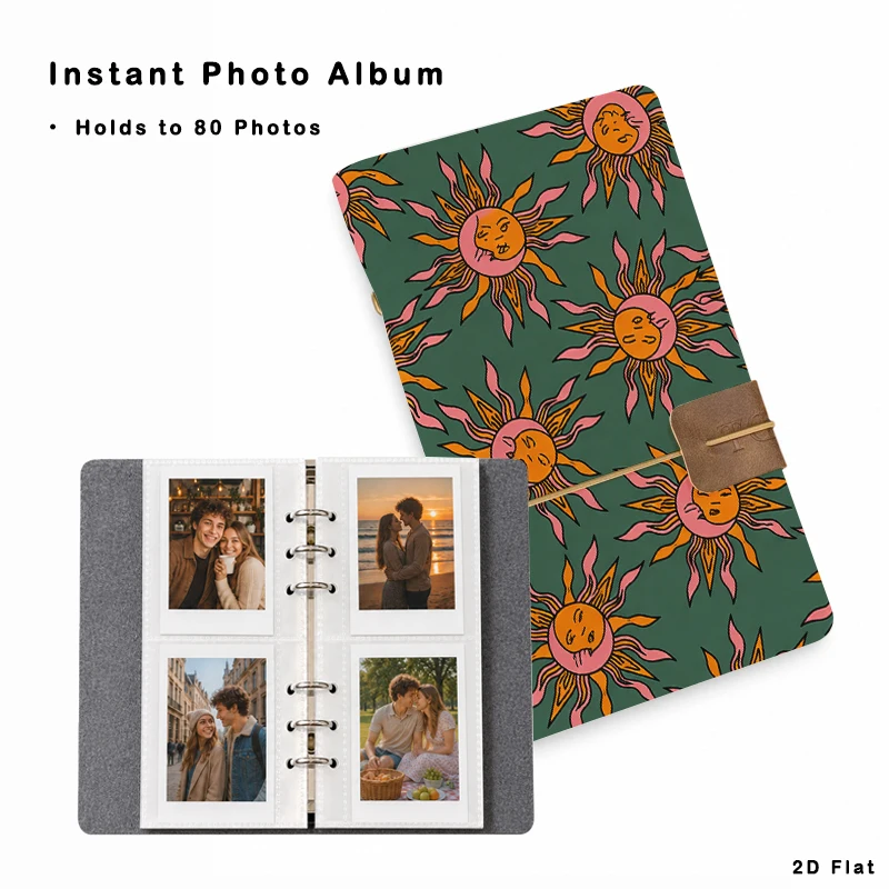 Retro Sun Face Tarot Style Photo Album 20 Sheets 80 Vertical Pockets for Family Travel Memory Storage Birthday Party Gift Photo