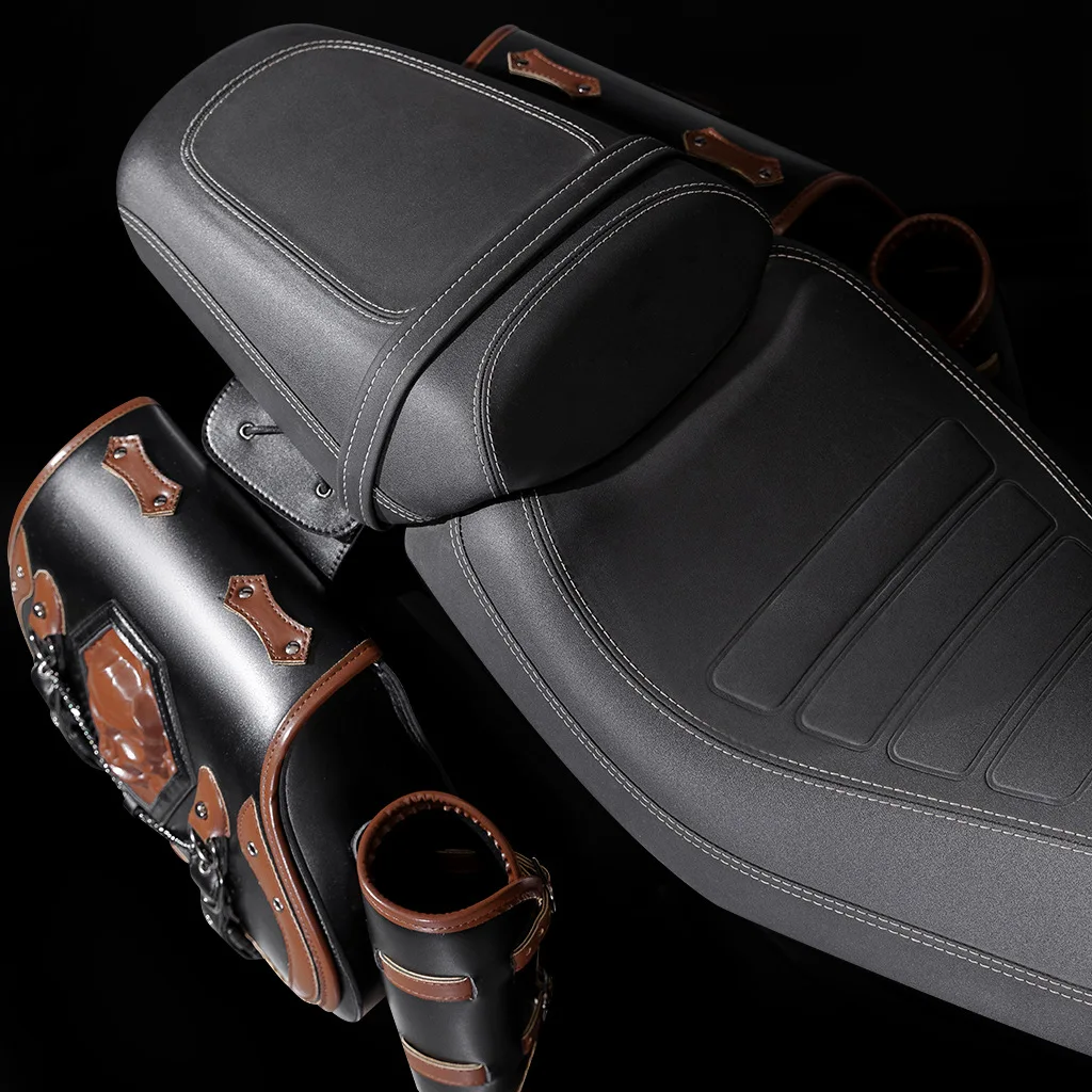 3D-Schädel-Geprägte Motorrad-Satteltaschen, Retro-Seitenkoffer, Wasserdichte Satteltaschen für Harley Honda Yamaha Cruiser Chopper – Detail 4