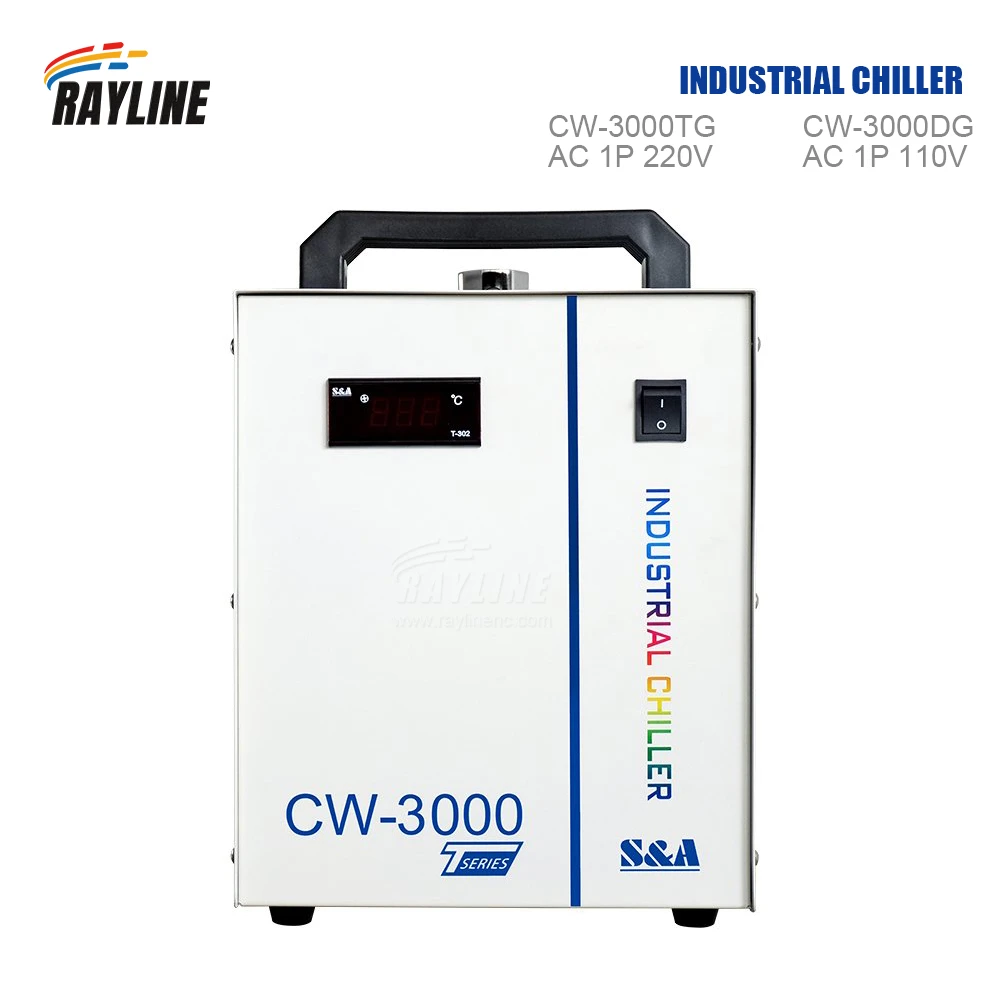 RayLine S&A CW3000 Industrial Water Chiller for CO2 Engraving Cutting Machine Cooling 40W 50W 60W 80W Laser Tube DG110V TG220V