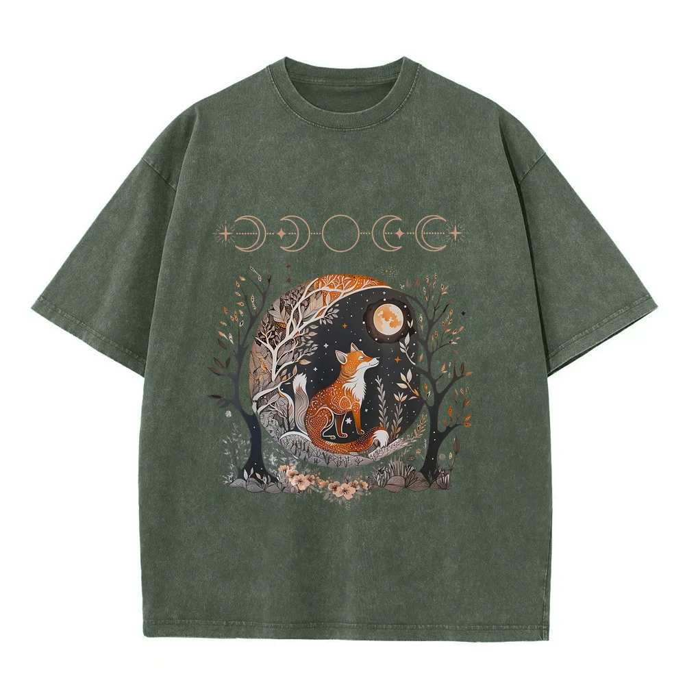 Witchy Moon Cottagecore Floral Fox Aesthetic Art Women Girls T-Shirt New In Top And T-Shirts Men's Shirts Original Graphic Tee