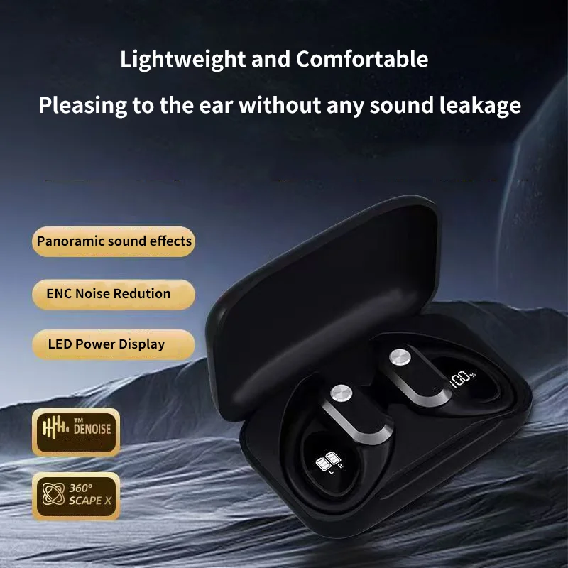 

Bluetooth Earphone Ear Hook Style Power Display Simple Style Call Noise Reduction Sports Headphone Listen Music Play Game