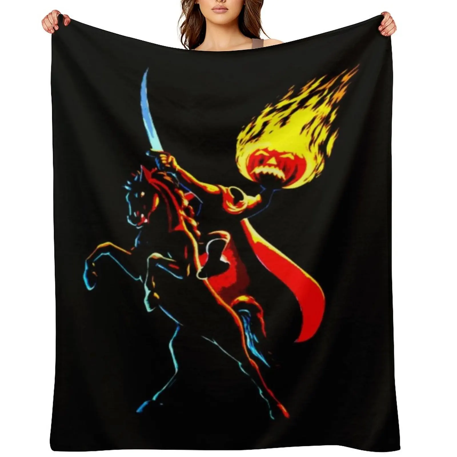 

Halloween Headless Horseman 15 Throw Blanket Hairy Flannel Travel Soft Blankets