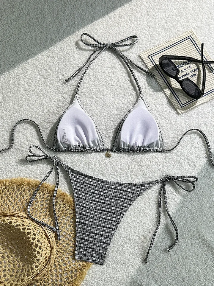 Vzvn Fashion Sexy Laced Up Bikini Women Split Swimsuit Beach Vacation Bikini 2026 New All Season Backless Bikinis 2 Piece Set