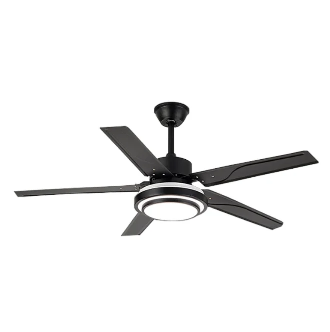 Modern 52-Inch Gold Iron Blades LED Ceiling Fan Remote Control 26W Light Quiet Motor Bedroom Contemporary Project Installation
