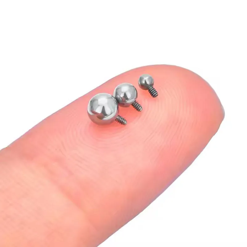 10 шт. ASTM F 136, титановый пирсинг, шариковый аксессуар с внешней резьбой для 0,9 мм-1,2 мм, серьги с резьбой, пирсинг, украшения для тела