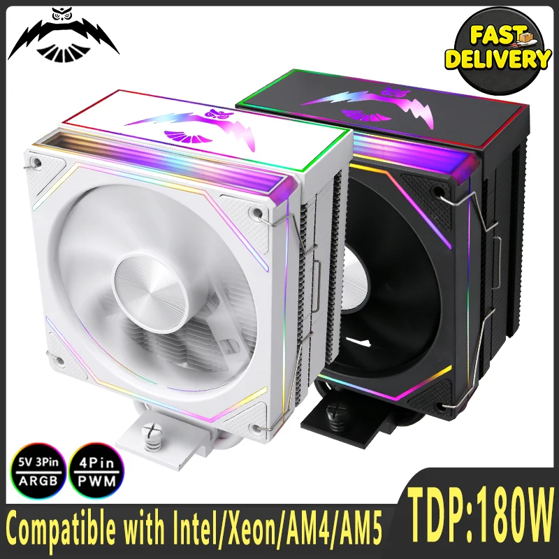 

RGB 120mm Fan 4 Heat Pipe Cooler CPU x79 x99 AM4 AM5 High Performance Processor Compatible LGA2066 2011 Intel115x 1200 1700 18xx
