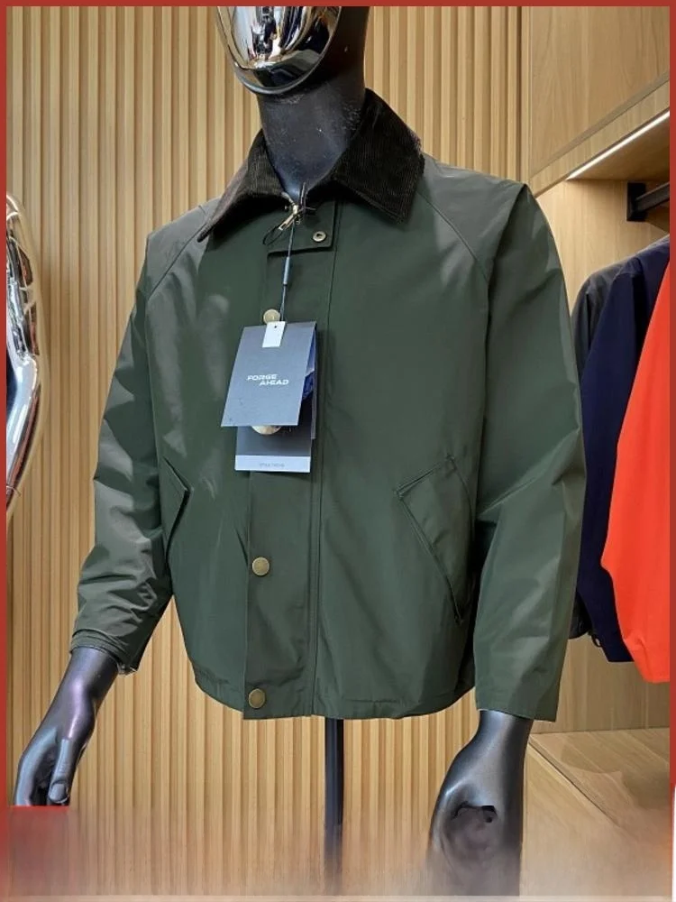 

Мужская куртка с воротником-стойкой в стиле ретро, повседневная модная застежка-молния, ветрозащитное волокно из полиэфирного волокна, весна-осень
