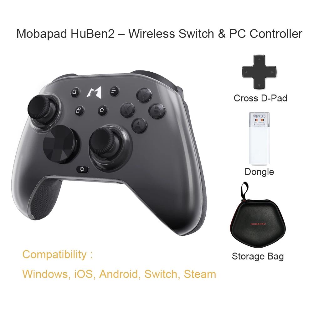 MOBAPAD HuBen2 Mechanische Controller voor Nintendo Switch1/2 Draadloze PC Gamepad voor Android iOS Steam Windows 10/11 Joysticks
