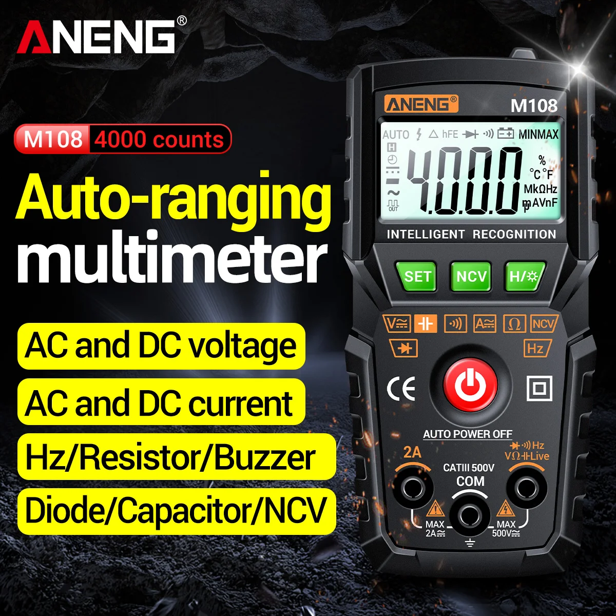 

NCV two in one pen multimeter for non-contact electrical testing precise measurement to prevent electric shock safer ANENG M108