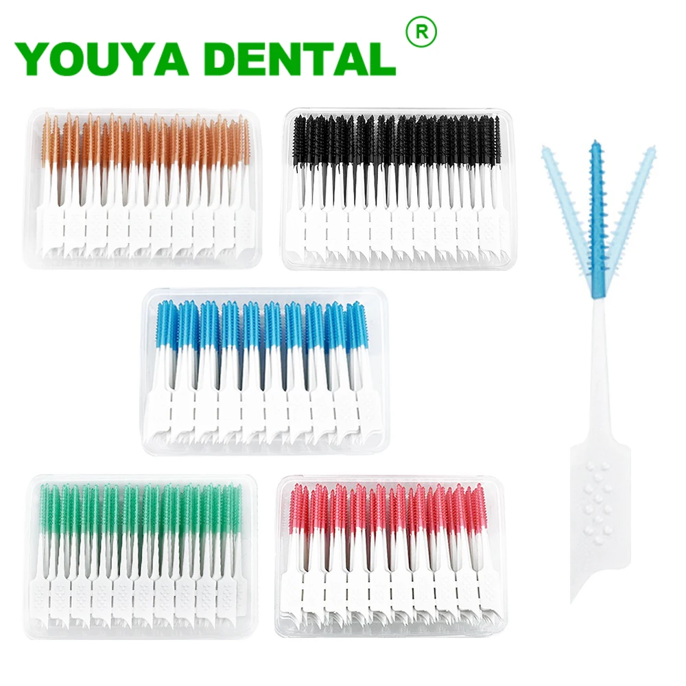 

200pcs Silicone Interdental Brushes Dental Toothpicks Brush Between Teeth Brush With Thread Dental Floss Oral Hygiene Tools New