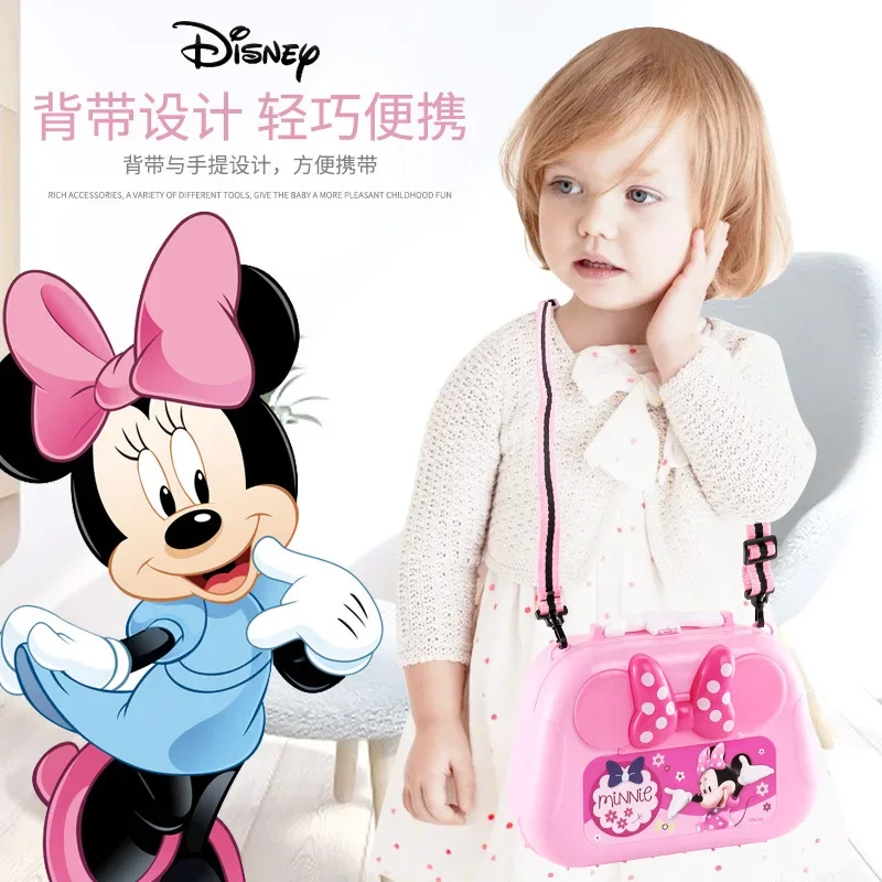 Disney-mochila de dibujos animados para niñas, juguete de Minnie mouse, tocador de maquillaje, caja de maquillaje, regalo de Navidad