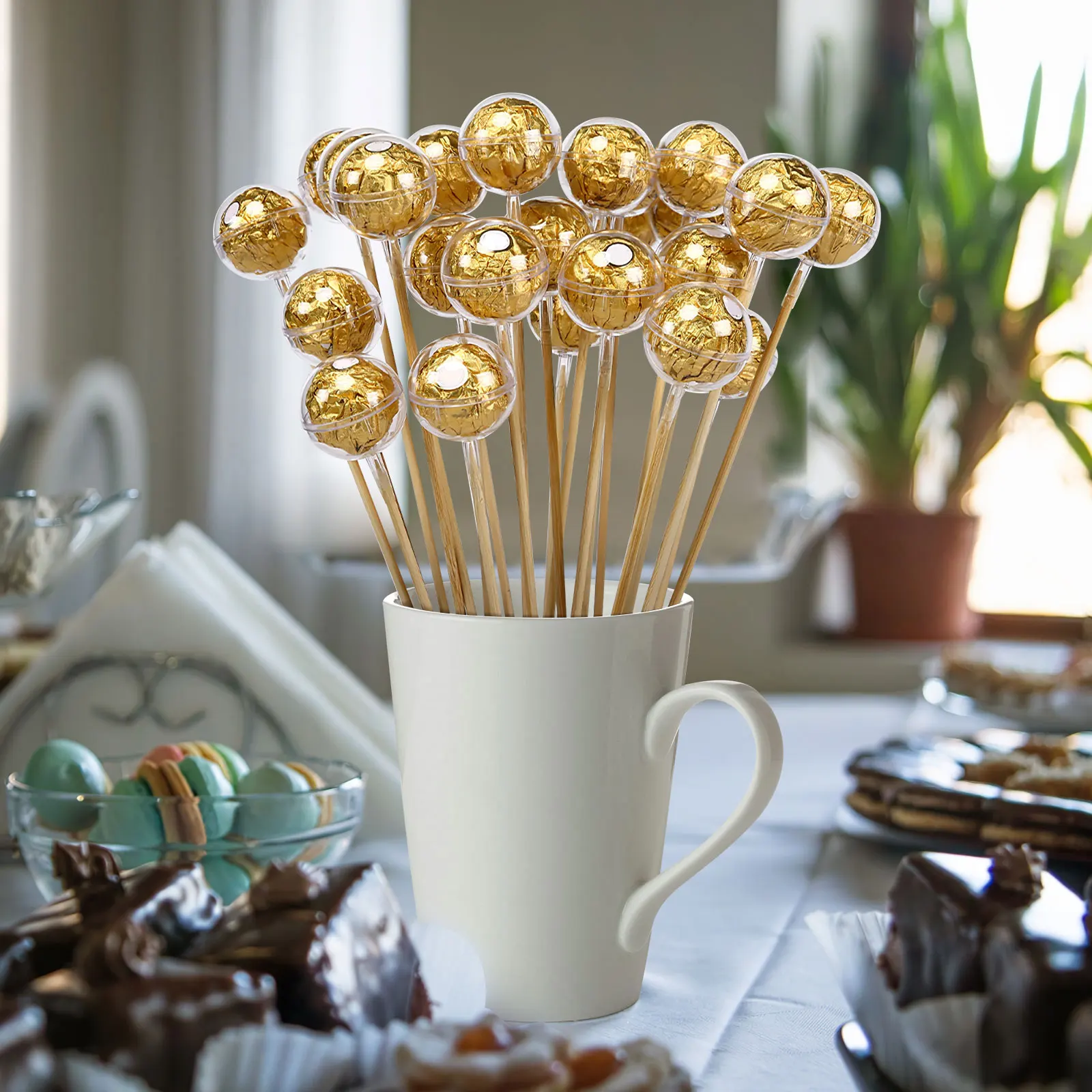 

100Pcs Acrylic Chocolate Holder Transparent Candy Cup Practical DIY Bouquet Wedding Flower Packaging Supplies Chocolate Balls