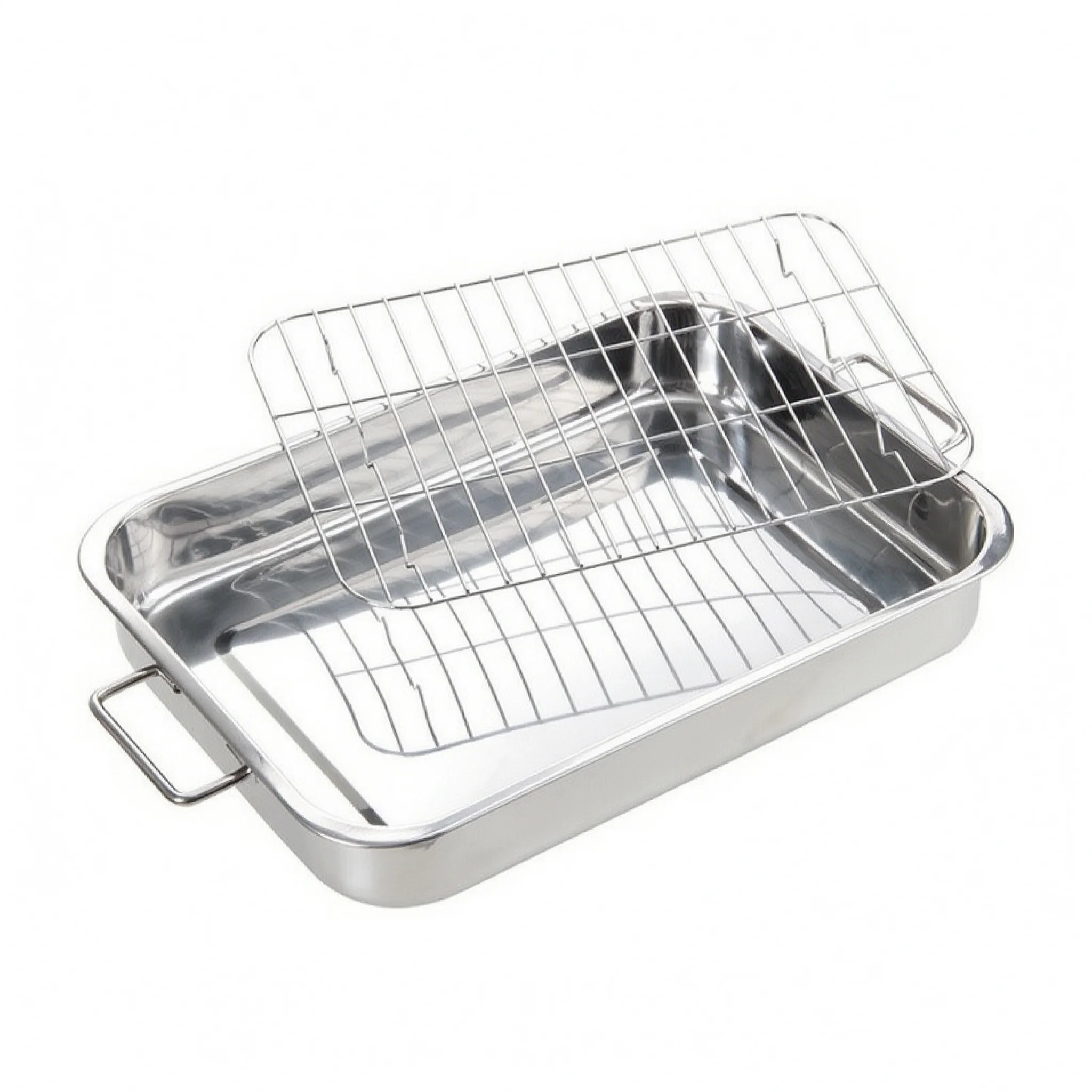 Stainless Steel Roasting Pan Square Baking Pan Turkey Roasting Grill Serving Tray Draining Tray