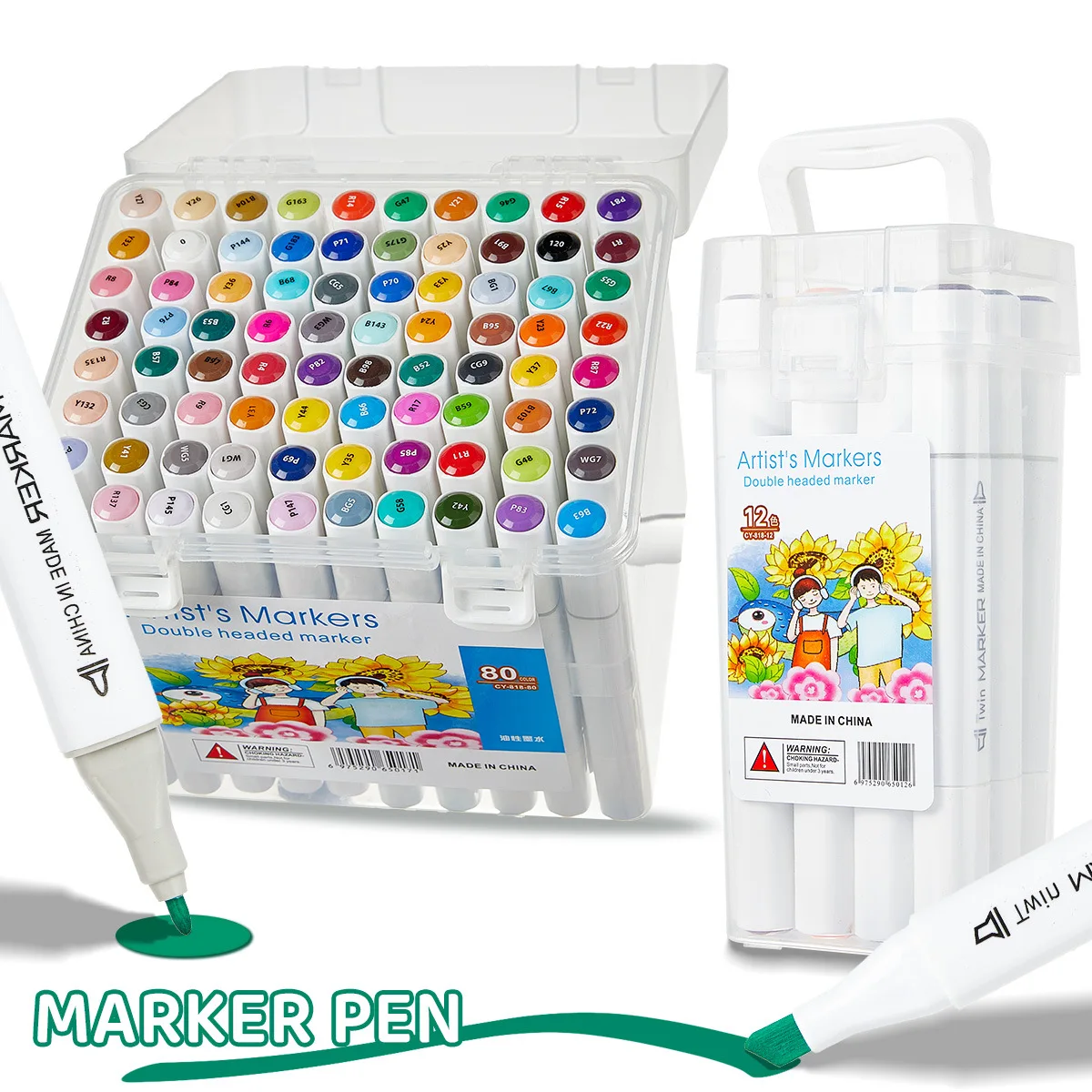 

12/36/48/60/80 Colors Oily Art Marker Pen Set for Drawing Double Headed Sketching Tip Based Markers Manga School Art Supplies