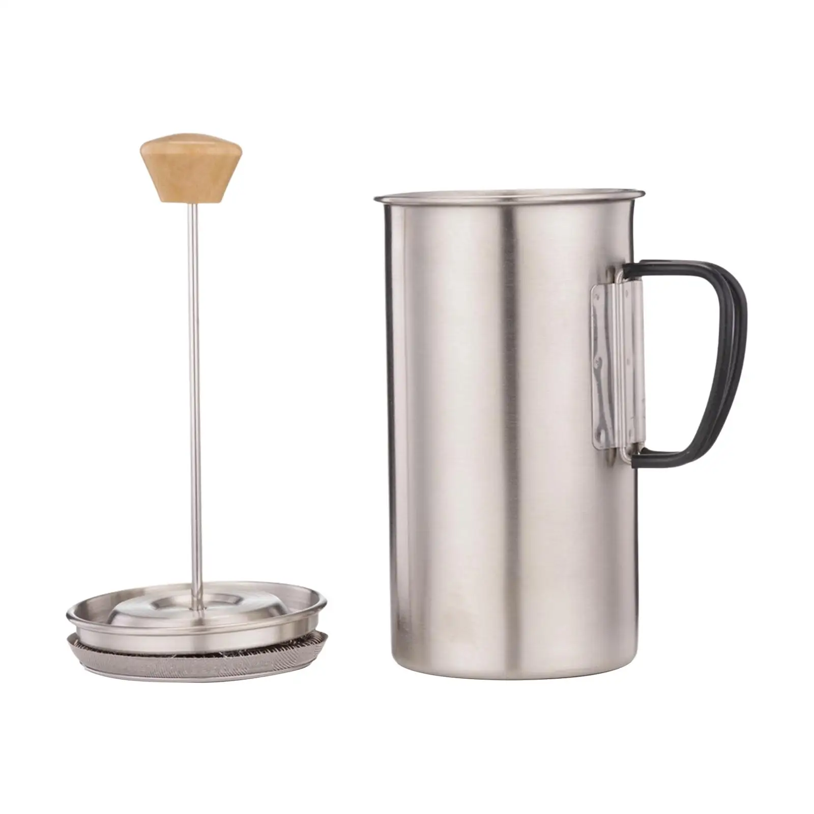 Small Press Coffee Maker Stainless Steel Portable Coffee Pot with Filter Outdoor Coffee Tea Brewing kettle for Cafe Travel Cam