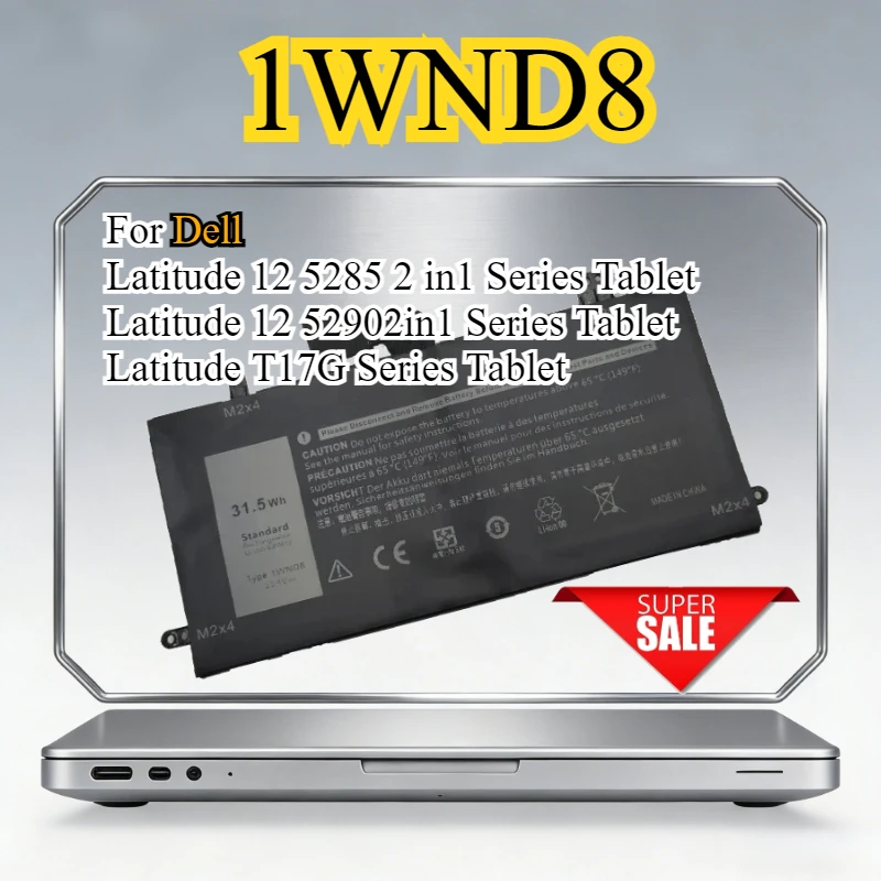 

New11.4V 31.5Wh 1WND8 Laptop Battery for Dell Latitude 12 5285 5290 2-IN-1 T17G JOPGR 0J0PGR J0PGR X16TW 0X16TW OFTH6F FTH6F