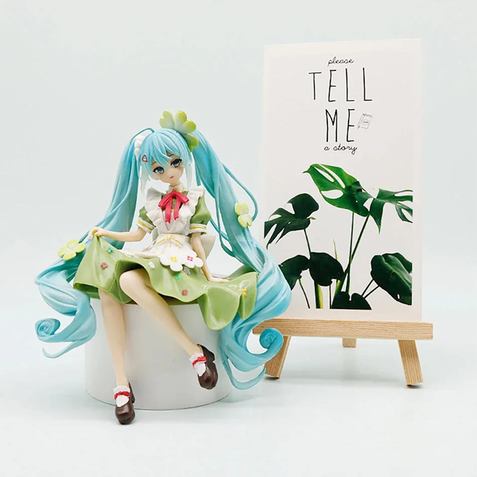 Figura de Anime de 14cm, tapón de fideos Hatsune Miku, figura de acción de Hada de hierba de la suerte, modelo de colección de PVC, juguetes de adorno, regalos
